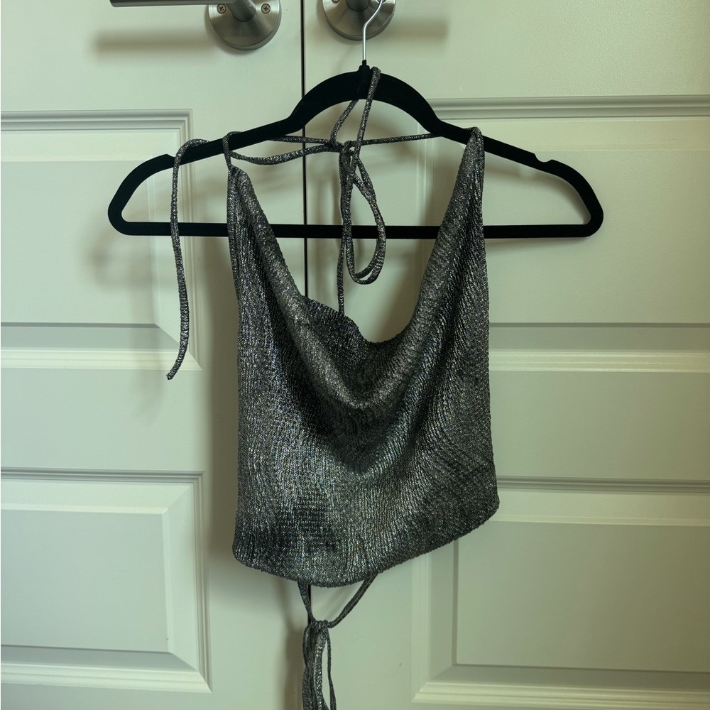 Metallic Halter Top